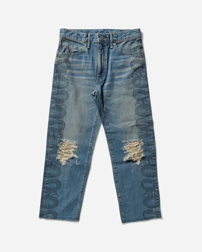 Hysteric Glamour Women S Snake Loop Distressed Cropped Denim Pants Indigo In Blue