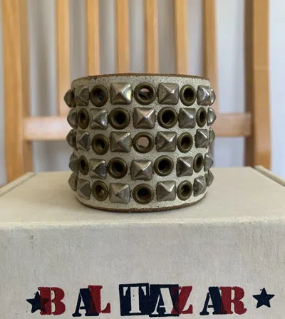 Pre-owned Hysteric Glamour X Baltazar Studded Leather Bracelet + Box In White