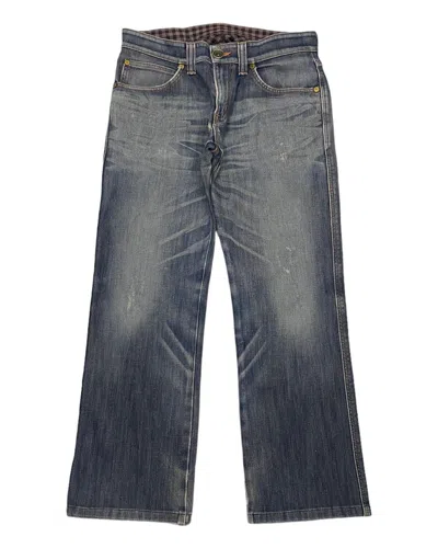 Pre-owned Hysteric Glamour X If Six Was Nine Baggy Flare Edwin 503 Blue Trip Distressed Denim Jeans (size 34)