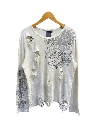 Pre-owned Hysteric Glamour X If Six Was Nine Buckaroo Ditressed Grunge Punk Long Sleeve In White