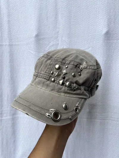 Pre-owned Hysteric Glamour X If Six Was Nine Distressed Studded Gothic Hats In Grey