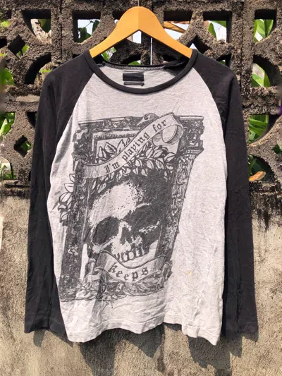 Pre-owned Hysteric Glamour X If Six Was Nine Japanese Skull Wings Poem Long Sleeve In Grey