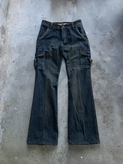Pre-owned Hysteric Glamour X If Six Was Nine Japanesebrand Romp Wide Leg Flared Cargo Jeans Pant Bootcut In Blue