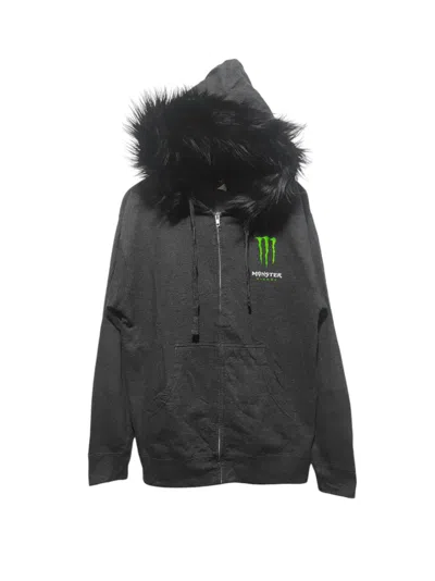 Pre-owned Hysteric Glamour X If Six Was Nine Monster Energy Zipper Fur Hoodie Ifsixwasnine Lgb Style In Gray
