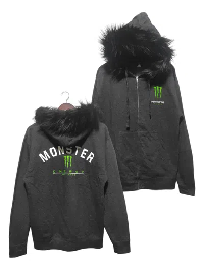 Pre-owned Hysteric Glamour X If Six Was Nine Monster Energy Zipper Fur Hoodie Ifsixwasnine Lgb Style In Gray