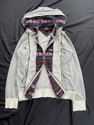 Pre-owned Hysteric Glamour X If Six Was Nine Nu-ideal-riot Navajo Double Layer Zip Hoodie In Grey