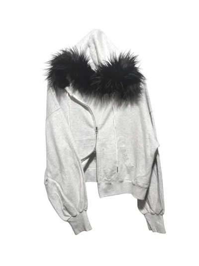 Pre-owned Hysteric Glamour X If Six Was Nine Our Studio Crop Doble Zipper Fur Hoodie I6w9 Lgb Style In Grey