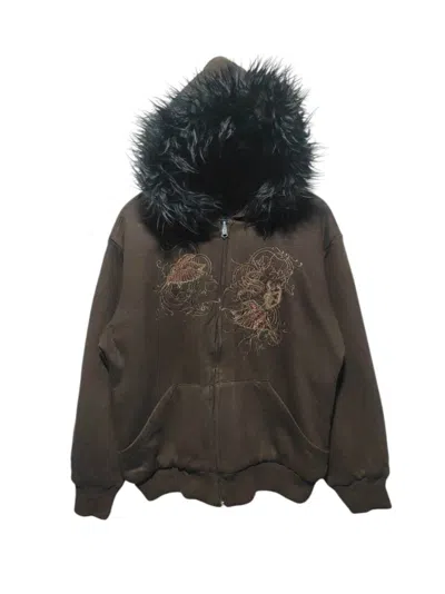 Pre-owned Hysteric Glamour X If Six Was Nine Sibeet Vibes Sherpa Zip Fur Hoodie Ifsixwasnine Lgb Style In Brown