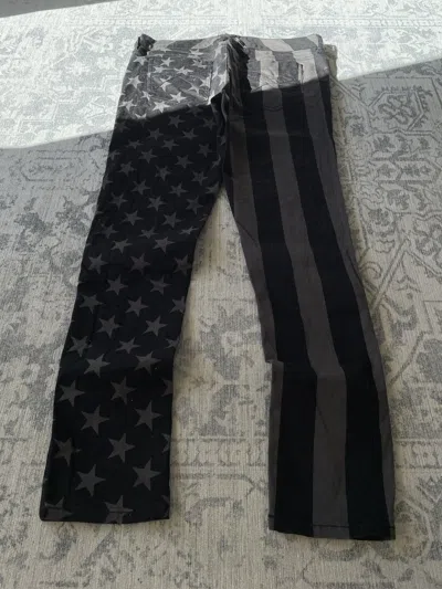Pre-owned Hysteric Glamour X If Six Was Nine Vintage American State Flag Overprint Skinny Y2k Jeans Pants In Black