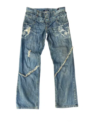 Pre-owned Hysteric Glamour X If Six Was Nine Vintage Intheattic Double Waist Studded Jeans In Blue Denim