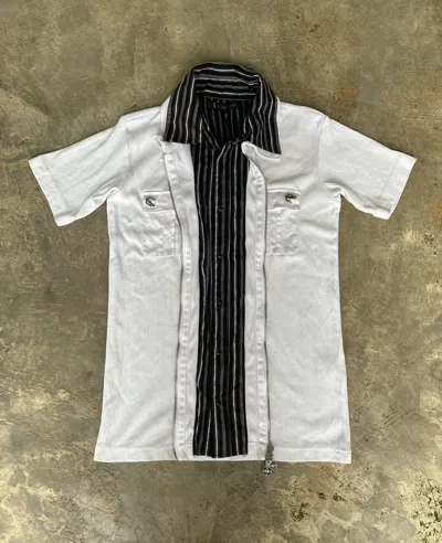 Pre-owned Hysteric Glamour X If Six Was Nine Y2k Double Layer Silver Moon Ifsix Punk Style Zipper Shirt In White