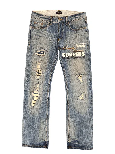 Pre-owned Hysteric Glamour X Le Grande Bleu L G B Japanese Beach Sound Embroidered Distress Jeans Undercover (size 32)