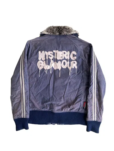 Pre-owned Hysteric Glamour X Mink Fur Coat 1990s Hysteric Glamour Dripping Logo Fur Bomber Jacket In Faded Blue
