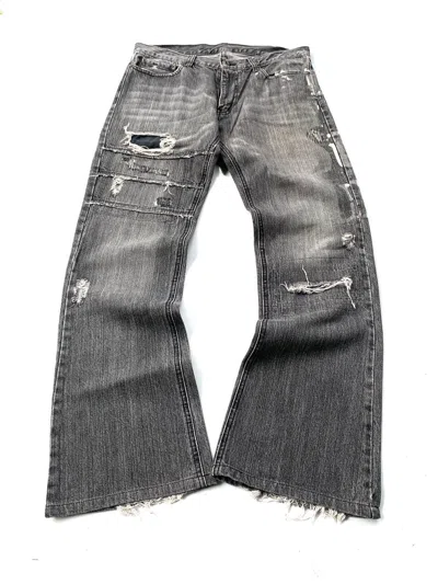 Pre-owned Hysteric Glamour X Seditionaries Edge Rupert Seditionaries Distressed Punk Flared Jeans In Dark Gray
