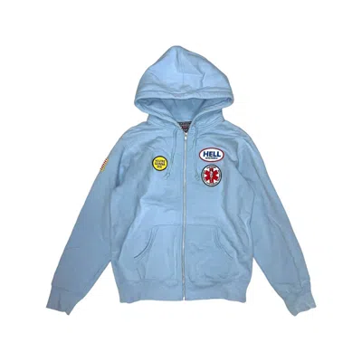 Pre-owned Hysteric Glamour X Supreme Hysteric Glamour Patches Zip Up Hoodie In Blue