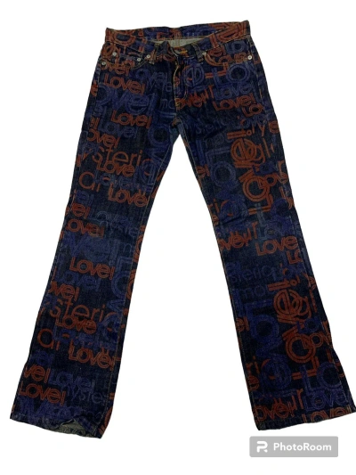 Pre-owned Hysteric Glamour X Very Rare Vintage Hysteric Glamour Lover Full Print Denim Pant In Blue