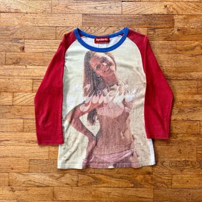 Pre-owned Hysteric Glamour X Vintage 80's Hysteric Bikini Naked Hot Girl Nude Long Sleeve Tee In Blue White Red