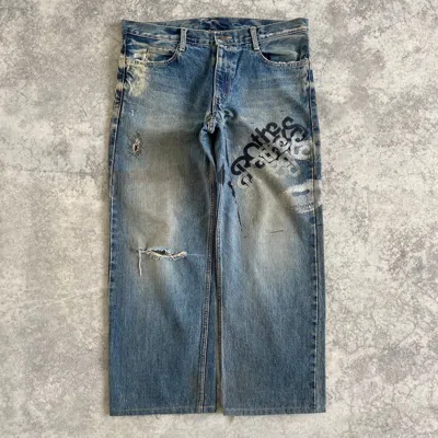 Pre-owned Hysteric Glamour X Vintage Ozone Rocks Japan Loose Fit Ripped Selvedge Denim In Faded Blue