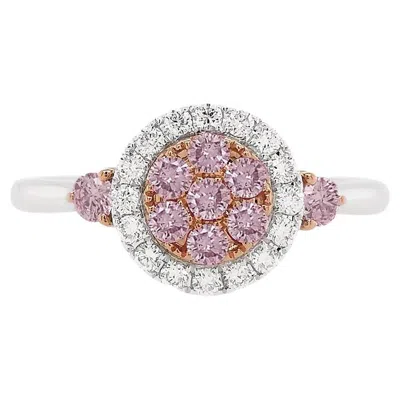 Pre-owned Hyt 0.26 Ct Round Brilliant Cut Argyle Pink Diamond And White Diamond 18k Gold Ring