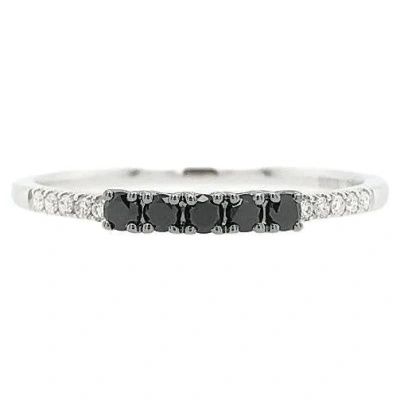 Pre-owned Hyt Band Ring With Black Diamonds And White Diamonds Made In 18k Gold