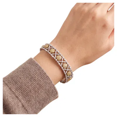 Pre-owned Hyt Bracelet With Round Natural Yellow Diamonds And White Diamonds In 18k Gold