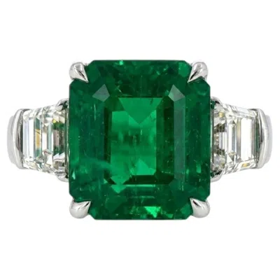 Pre-owned Hyt Certified 6.49 Ct Colombian Muzo Emerald Classic Engagement Ring In Green