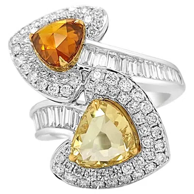 Pre-owned Hyt Certified Cocktail Ring With Natural Fancy Color And Rose Cut Diamonds 18k Gold In Red