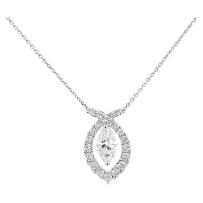 Pre-owned Hyt Certified Natural White Diamond Pendant In K18 White Gold With Platinum Chain