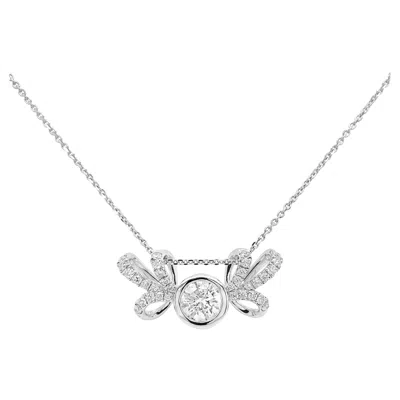 Pre-owned Hyt Certified Natural White Diamond Pendant In K18 White Gold With Platinum Chain