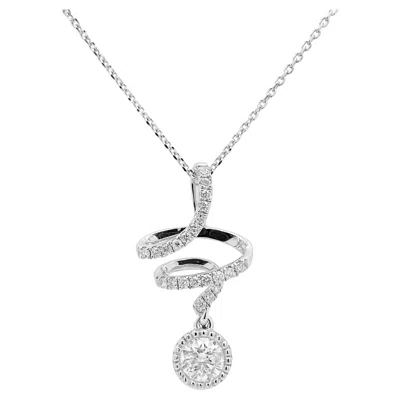 Pre-owned Hyt Certified Natural White Diamond Pendant In K18 White Gold With Platinum Chain
