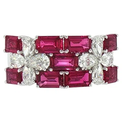 Pre-owned Hyt Certified Ring With No Heat Natural Mozambique Ruby And White Diamond In18k Gold