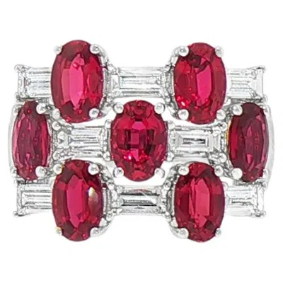 Pre-owned Hyt Certified Ring With No Heat Natural Mozambique Ruby And White Diamond In18k Gold