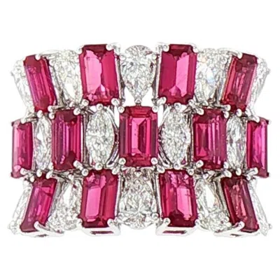 Pre-owned Hyt Certified Ring With No Heat Natural Mozambique Ruby And White Diamond In18k Gold