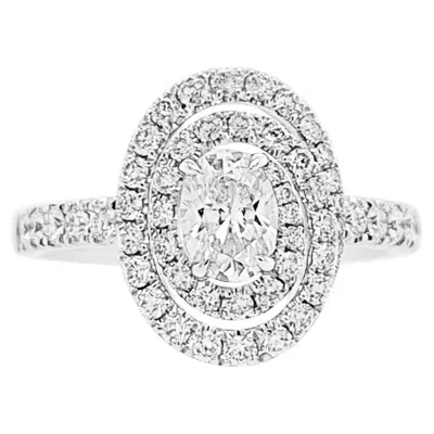 Pre-owned Hyt Cgl Certified Oval Cut White Diamond Platinum Engagement Ring