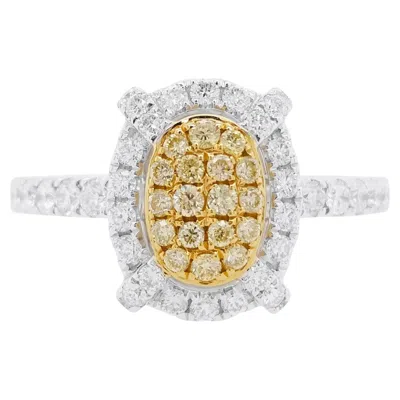 Pre-owned Hyt Classic Natural Yellow Diamond And White Diamond Ring