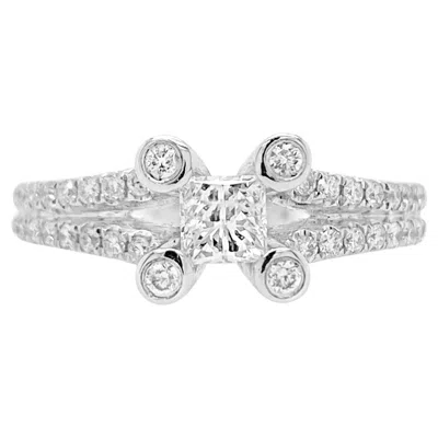 Pre-owned Hyt Classic Ring With Princess Cut White Diamond In K18 Gold