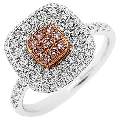 Pre-owned Hyt Classic Ring With Round Cut Pink Diamonds And White Diamonds, Made In Platinum