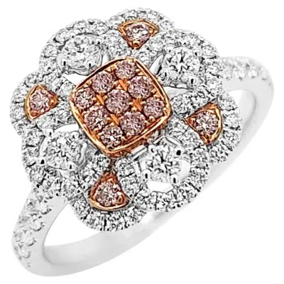 Pre-owned Hyt Cocktail Ring With Rare Pink Diamonds And White Diamonds, Made In Platinum