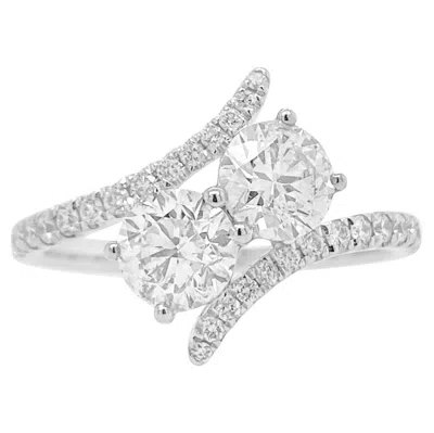 Pre-owned Hyt Dgl Certified Round Brilliant Cut White Diamond Cluster Platinum Ring