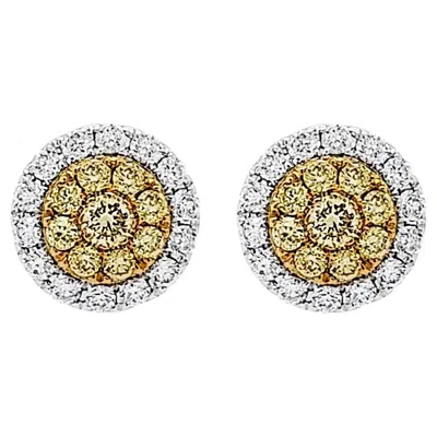Pre-owned Hyt Earrings With Rare Natural Yellow Diamonds & White Diamonds