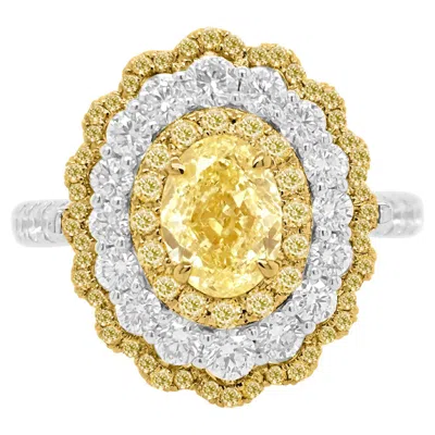 Pre-owned Hyt Gia Certified Oval Natural Fancy Intense Yellow Diamond Pendant And Ring