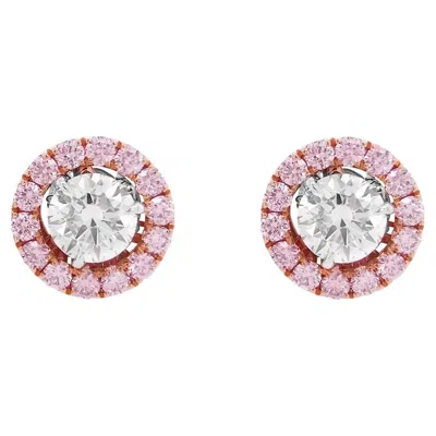 Pre-owned Hyt Gia Certified Round Brilliant Cut White Diamond And Pink Diamond 2-way Earrings