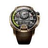 HYT HYT H1 PINK GOLD BLACK DIAL BROWN LEATHER MEN'S WATCH 148-PG-22-GF-CR