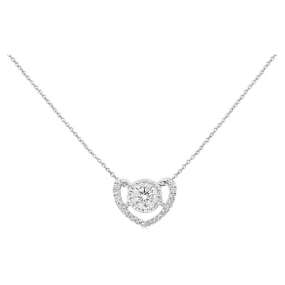 Pre-owned Hyt Heart Shape Pendant With Certified Center White Diamond