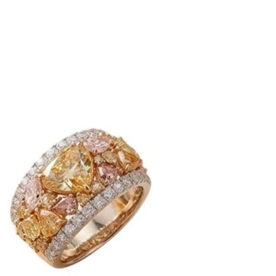 Pre-owned Hyt Igi Certified Band Ring With Natural Fancy Color Rosecut Diamonds In 18k Gold In Multiple