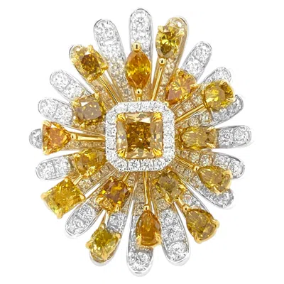 Pre-owned Hyt Igi Certified Cocktail Ring With Natural Fancy Color Diamonds 18k Gold In Multi