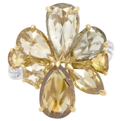 Pre-owned Hyt Igi Certified Cocktail Ring With Natural Fancy Color Rosecut Diamonds 18k Gold In Multi