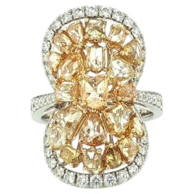 Pre-owned Hyt Igi Certified Cocktail Ring With Natural Fancy Color Rosecut Diamonds 18k Gold In Multiple