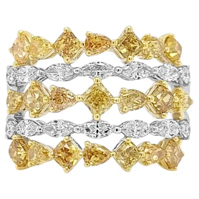 Pre-owned Hyt Igi Certified Ring With Natural Fancy Color Diamonds 18k Gold In Multiple
