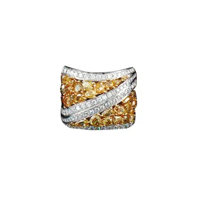 Pre-owned Hyt Igi Certified Ring With Natural Fancy Color Diamonds In 18k Gold In Multiple